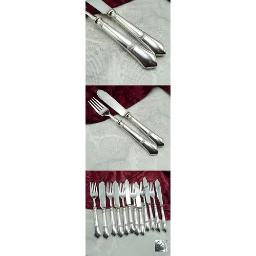 A. Krupp 6800 Jugendstil Fischbesteck 6 Personen versilbert A. Krupp 6800 Jugendstil Fischbesteck 6 Personen versilbert